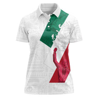 Dia de la Independencia de Mexico Women Polo Shirt 16 De Septiembre Traditional Aztec Tribal White