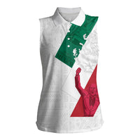 Dia de la Independencia de Mexico Women Sleeveless Polo Shirt 16 De Septiembre Traditional Aztec Tribal White