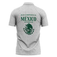 Dia de la Independencia de Mexico Zipper Polo Shirt 16 De Septiembre Traditional Aztec Tribal White