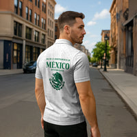 Dia de la Independencia de Mexico Zipper Polo Shirt 16 De Septiembre Traditional Aztec Tribal White