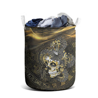 Mexico Quetzalcoatl Aztec Calendar Laundry Basket Black Gold Tribal Warrior Art