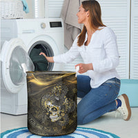 Mexico Quetzalcoatl Aztec Calendar Laundry Basket Black Gold Tribal Warrior Art