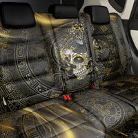 Mexico Quetzalcoatl Aztec Calendar Back Car Seat Cover Black Gold Tribal Warrior Art