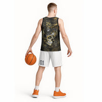 Mexico Quetzalcoatl Aztec Calendar Basketball Jersey Black Gold Tribal Warrior Art