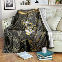 Mexico Quetzalcoatl Aztec Calendar Blanket Black Gold Tribal Warrior Art