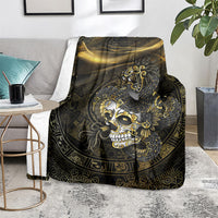 Mexico Quetzalcoatl Aztec Calendar Blanket Black Gold Tribal Warrior Art