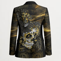Mexico Quetzalcoatl Aztec Calendar Blazer Black Gold Tribal Warrior Art
