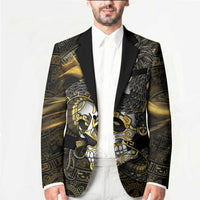 Mexico Quetzalcoatl Aztec Calendar Blazer Black Gold Tribal Warrior Art
