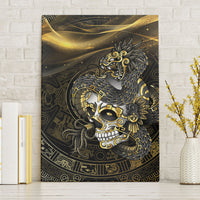 Mexico Quetzalcoatl Aztec Calendar Canvas Wall Art Black Gold Tribal Warrior Art
