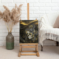 Mexico Quetzalcoatl Aztec Calendar Canvas Wall Art Black Gold Tribal Warrior Art