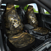 Mexico Quetzalcoatl Aztec Calendar Car Seat Cover Black Gold Tribal Warrior Art