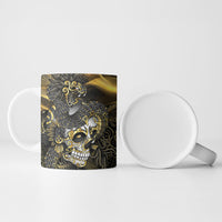 Mexico Quetzalcoatl Aztec Calendar Ceramic Mug Black Gold Tribal Warrior Art