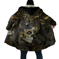 Mexico Quetzalcoatl Aztec Calendar Cloak Black Gold Tribal Warrior Art