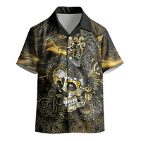 Mexico Quetzalcoatl Aztec Calendar Kid Hawaiian Shirt Black Gold Tribal Warrior Art