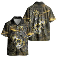 Mexico Quetzalcoatl Aztec Calendar Kid Hawaiian Shirt Black Gold Tribal Warrior Art