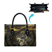 Mexico Quetzalcoatl Aztec Calendar Leather Bag Black Gold Tribal Warrior Art