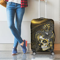 Mexico Quetzalcoatl Aztec Calendar Luggage Cover Black Gold Tribal Warrior Art