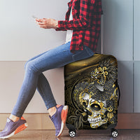 Mexico Quetzalcoatl Aztec Calendar Luggage Cover Black Gold Tribal Warrior Art
