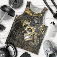 Mexico Quetzalcoatl Aztec Calendar Men Tank Top Black Gold Tribal Warrior Art
