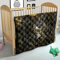 Mexico Quetzalcoatl Aztec Calendar Quilt Black Gold Tribal Warrior Art