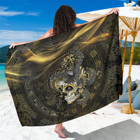 Mexico Quetzalcoatl Aztec Calendar Sarong Black Gold Tribal Warrior Art