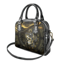 Mexico Quetzalcoatl Aztec Calendar Shoulder Handbag Black Gold Tribal Warrior Art