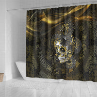 Mexico Quetzalcoatl Aztec Calendar Shower Curtain Black Gold Tribal Warrior Art
