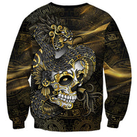 Mexico Quetzalcoatl Aztec Calendar Sweatshirt Black Gold Tribal Warrior Art