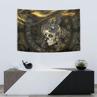 Mexico Quetzalcoatl Aztec Calendar Tapestry Black Gold Tribal Warrior Art
