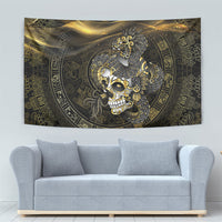 Mexico Quetzalcoatl Aztec Calendar Tapestry Black Gold Tribal Warrior Art