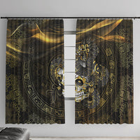 Mexico Quetzalcoatl Aztec Calendar Window Curtain Black Gold Tribal Warrior Art