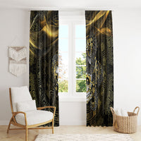 Mexico Quetzalcoatl Aztec Calendar Window Curtain Black Gold Tribal Warrior Art