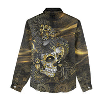 Mexico Quetzalcoatl Aztec Calendar Women Casual Shirt Black Gold Tribal Warrior Art