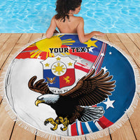 Personalized Filipino-American Beach Blanket The Eight-Rayed Sun with Bald Eagle LT9 - Wonder Print Shop