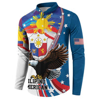 Personalized Filipino-American Button Sweatshirt The Eight-Rayed Sun with Bald Eagle LT9 - Wonder Print Shop