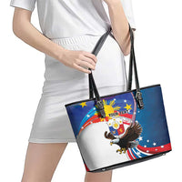 Personalized Filipino-American Leather Tote Bag The Eight-Rayed Sun with Bald Eagle - Wonder Print Shop