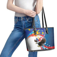 Personalized Filipino-American Leather Tote Bag The Eight-Rayed Sun with Bald Eagle - Wonder Print Shop