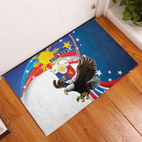 Personalized Filipino-American Rubber Doormat The Eight-Rayed Sun with Bald Eagle - Wonder Print Shop