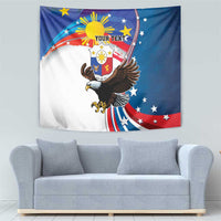 Personalized Filipino-American Tapestry The Eight-Rayed Sun with Bald Eagle - Wonder Print Shop