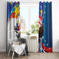 Personalized Filipino-American Window Curtain The Eight-Rayed Sun with Bald Eagle - Wonder Print Shop