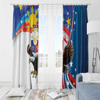 Personalized Filipino-American Window Curtain The Eight-Rayed Sun with Bald Eagle - Wonder Print Shop