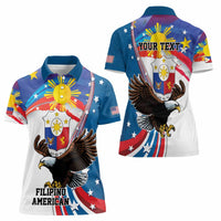 Personalized Filipino-American Women Polo Shirt The Eight-Rayed Sun with Bald Eagle - Wonder Print Shop