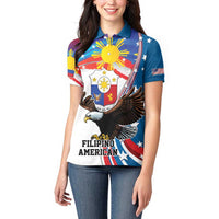 Personalized Filipino-American Women Polo Shirt The Eight-Rayed Sun with Bald Eagle - Wonder Print Shop