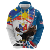 Personalized Filipino-American Zip Hoodie The Eight-Rayed Sun with Bald Eagle - Wonder Print Shop