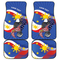 Personalized Filipino-American Car Mats Philippines Coat Of Arms with Bald Eagle LT9 - Wonder Print Shop