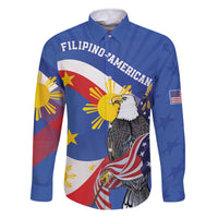 Personalized Filipino-American Family Matching Off The Shoulder Long Sleeve Dress and Hawaiian Shirt Philippines Coat Of Arms with Bald Eagle - Wonder Print Shop