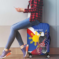 Personalized Filipino-American Luggage Cover Philippines Coat Of Arms with Bald Eagle - Wonder Print Shop