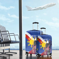 Personalized Filipino-American Luggage Cover Philippines Coat Of Arms with Bald Eagle - Wonder Print Shop