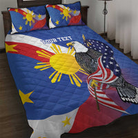 Personalized Filipino-American Quilt Bed Set Philippines Coat Of Arms with Bald Eagle - Wonder Print Shop