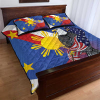 Personalized Filipino-American Quilt Bed Set Philippines Coat Of Arms with Bald Eagle - Wonder Print Shop